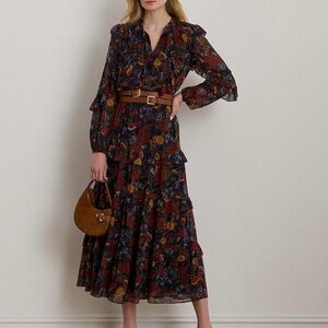 Lauren Ralph Lauren
Women's Floral Crinkle Georgette Tiered Dress/size 16/nwt